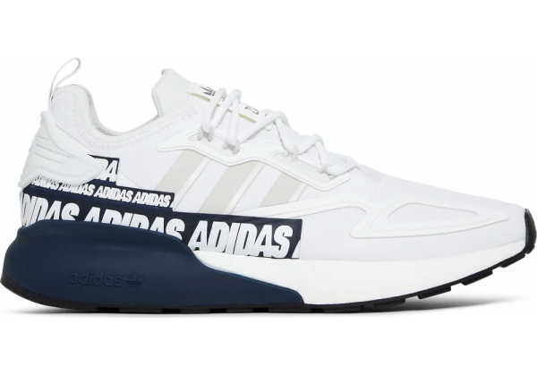 Adidas ZX 2K Boost Bold Logo Graphic White Navy